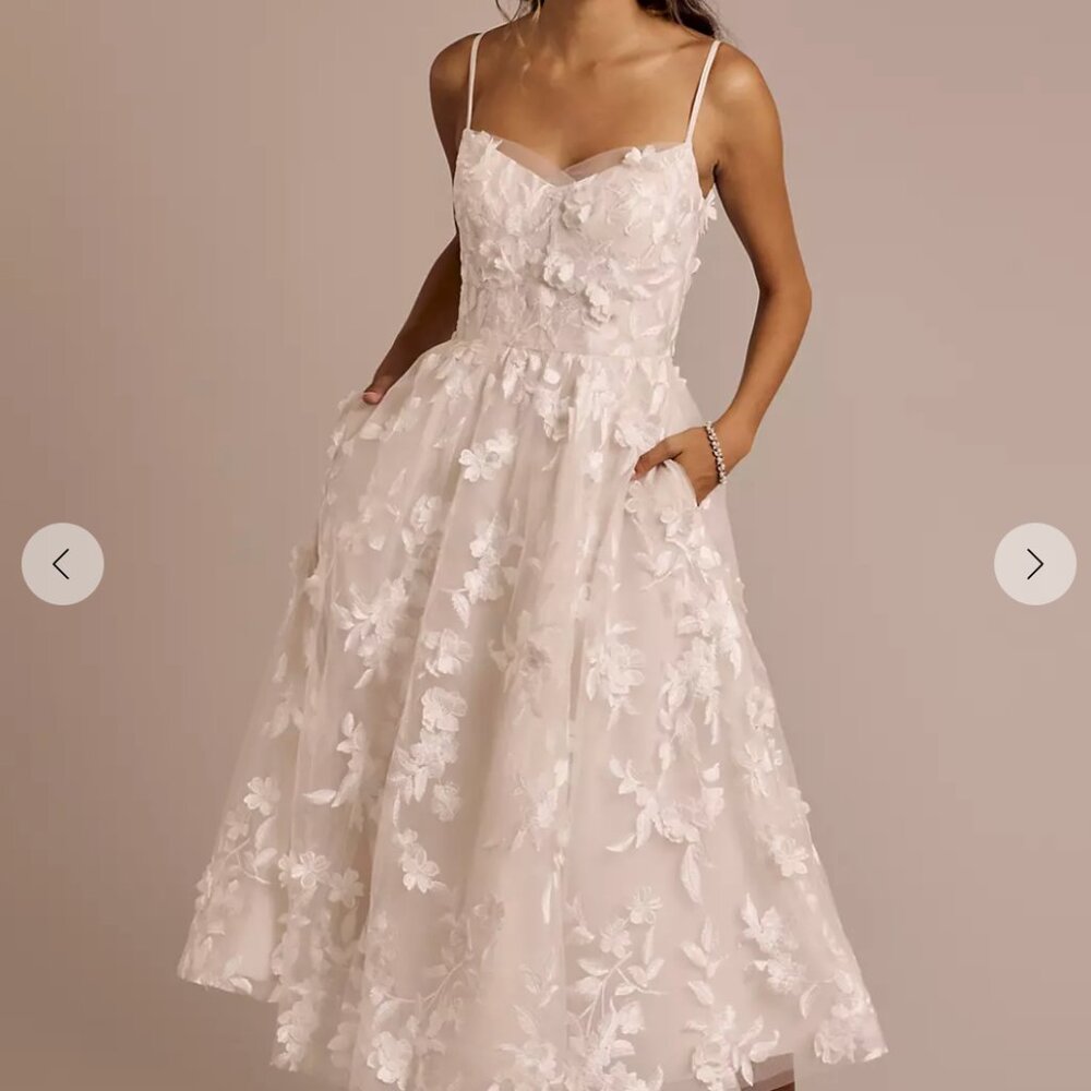 Floral Applique Tea-Length Dress